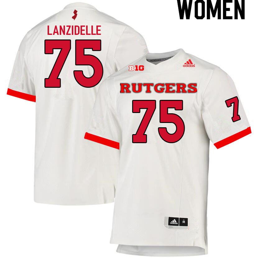 Women #75 Beau Lanzidelle Rutgers Scarlet Knights College Football Jerseys Sale-White - Click Image to Close